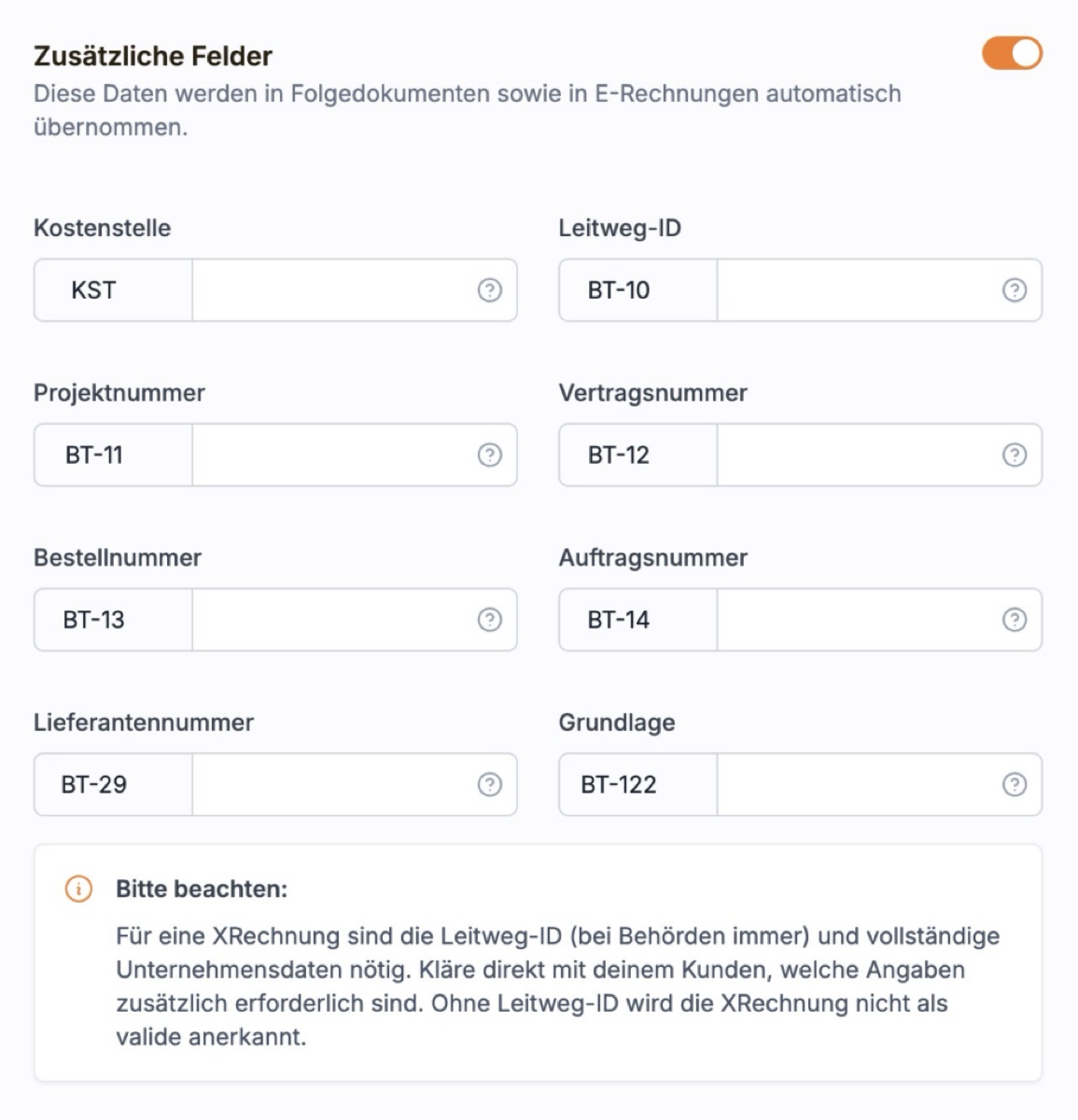 Neue Kundenfelder und Standardwerte im Kundenprofil