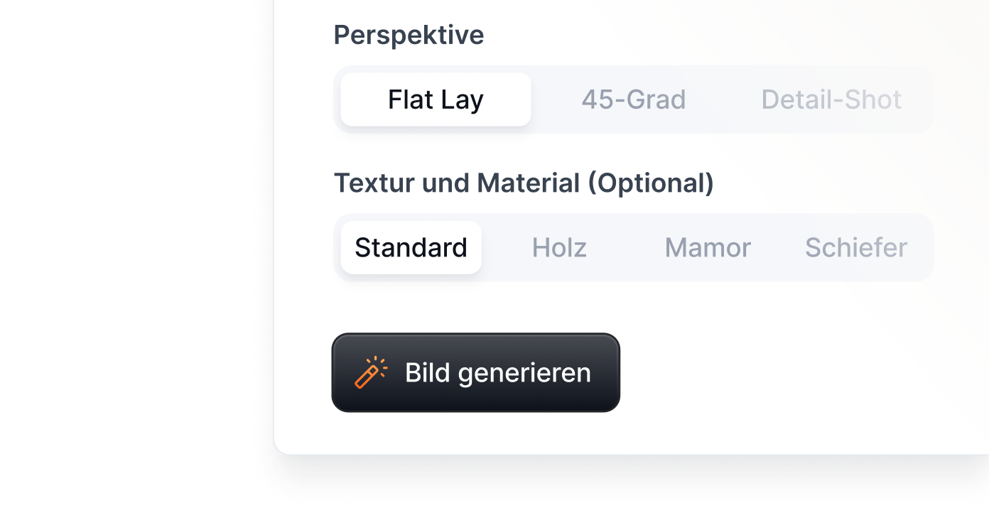 Einstellungen der KI-Bildgenerierung: Perspektive, Textur und Material