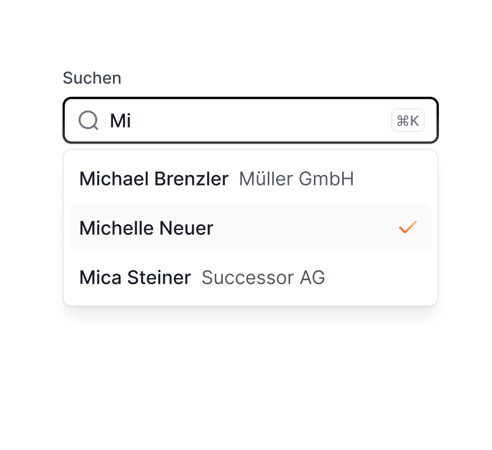 Kundensuche mit Trefferliste aus dem CaterSmart-CRM