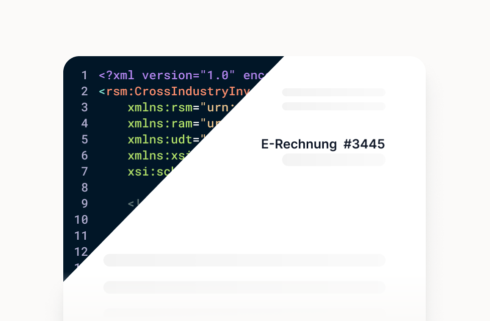 E-Rechnung im XML-Format neben der lesbaren Rechnungsansicht